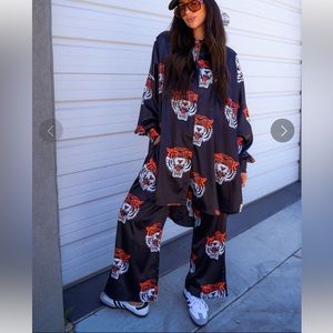 satin tiger pants - size L (top not included)